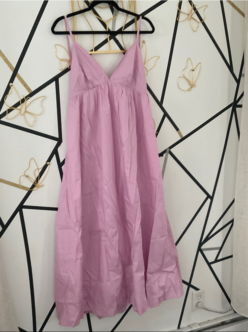 Commense Pink Tiered Dress with Spaghetti Straps